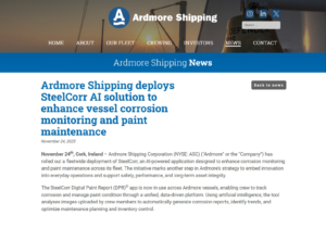 steelcorr Ardmore Shipping deploys SteelCorr AI solution to enhance vessel corrosion monitoring and paint maintenance
